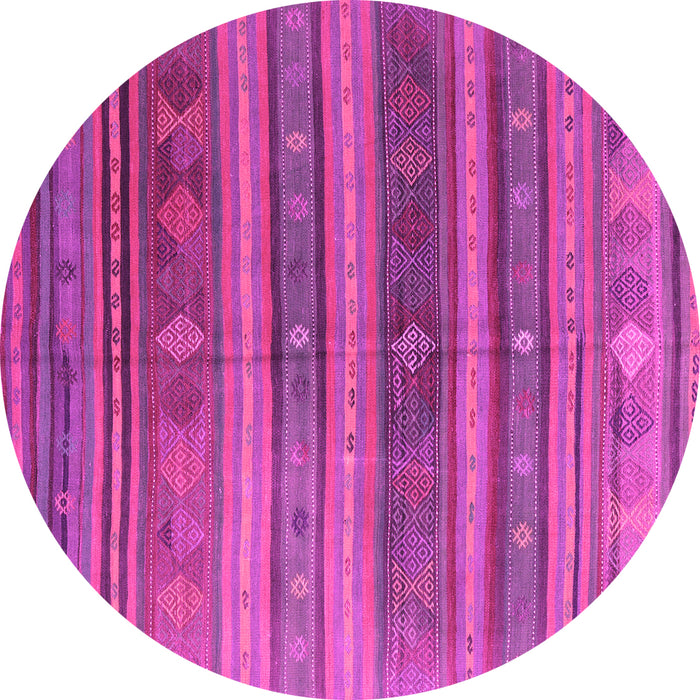 Round Machine Washable Southwestern Pink Country Rug, wshcon3017pnk