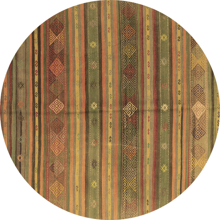 Round Machine Washable Southwestern Brown Country Rug, wshcon3017brn