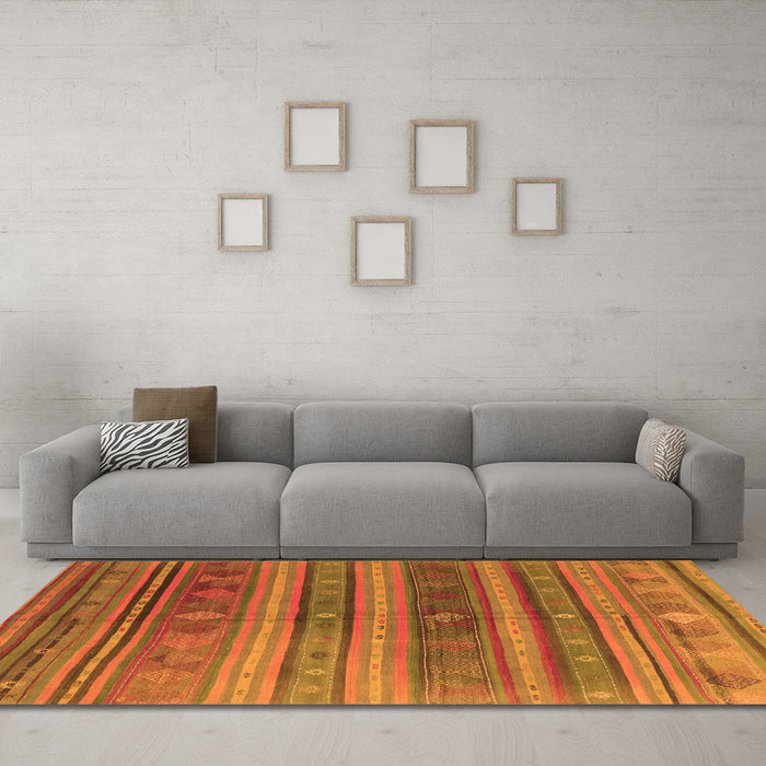 Machine Washable Southwestern Orange Country Area Rugs in a Living Room, wshcon3017org