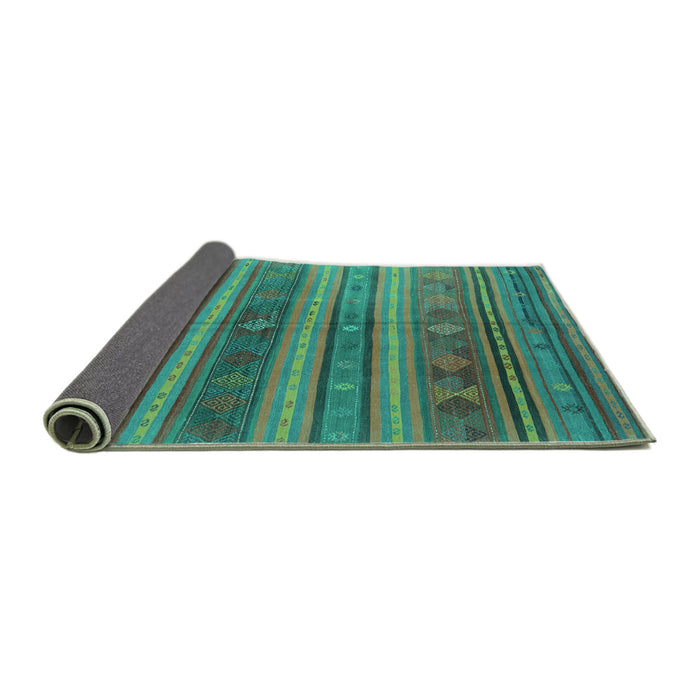 Sideview of Southwestern Turquoise Country Rug, con3017turq