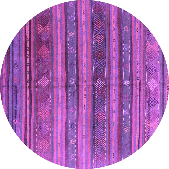 Round Machine Washable Southwestern Purple Country Area Rugs, wshcon3017pur