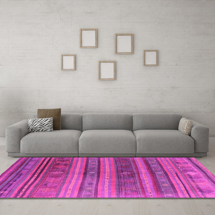 Machine Washable Southwestern Pink Country Rug in a Living Room, wshcon3017pnk
