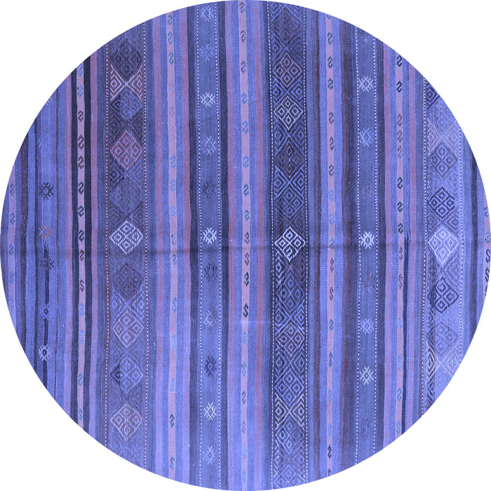 Round Machine Washable Southwestern Blue Country Rug, wshcon3017blu