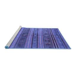 Sideview of Machine Washable Southwestern Blue Country Rug, wshcon3017blu