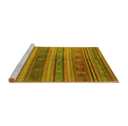 Sideview of Machine Washable Southwestern Yellow Country Rug, wshcon3017yw