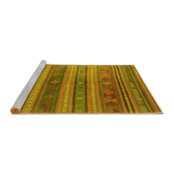 Sideview of Machine Washable Southwestern Yellow Country Rug, wshcon3017yw