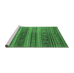 Sideview of Machine Washable Southwestern Emerald Green Country Area Rugs, wshcon3017emgrn