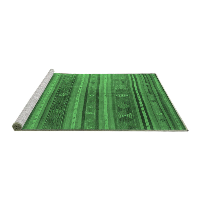 Sideview of Machine Washable Southwestern Emerald Green Country Area Rugs, wshcon3017emgrn