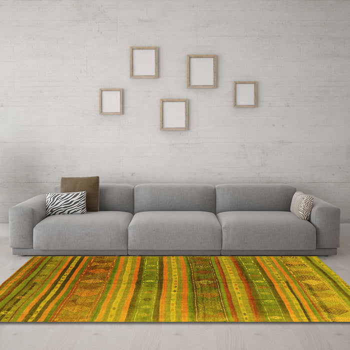 Machine Washable Southwestern Yellow Country Rug in a Living Room, wshcon3017yw