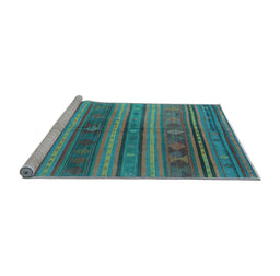 Sideview of Machine Washable Southwestern Light Blue Country Rug, wshcon3017lblu