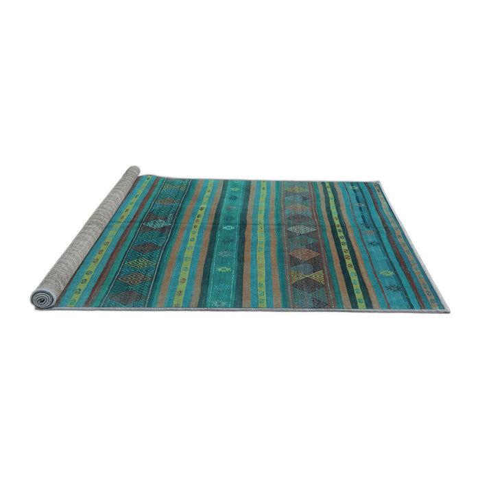 Sideview of Machine Washable Southwestern Light Blue Country Rug, wshcon3017lblu