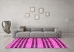 Machine Washable Oriental Pink Traditional Rug in a Living Room, wshcon3018pnk