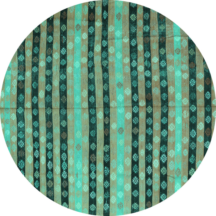 Round Oriental Turquoise Traditional Rug, con3018turq