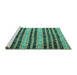 Sideview of Machine Washable Oriental Turquoise Traditional Area Rugs, wshcon3018turq