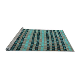Sideview of Machine Washable Oriental Light Blue Traditional Rug, wshcon3018lblu