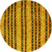 Round Oriental Yellow Traditional Rug, con3018yw