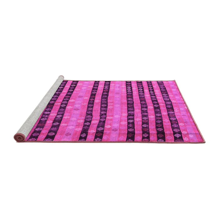 Sideview of Machine Washable Oriental Pink Traditional Rug, wshcon3018pnk
