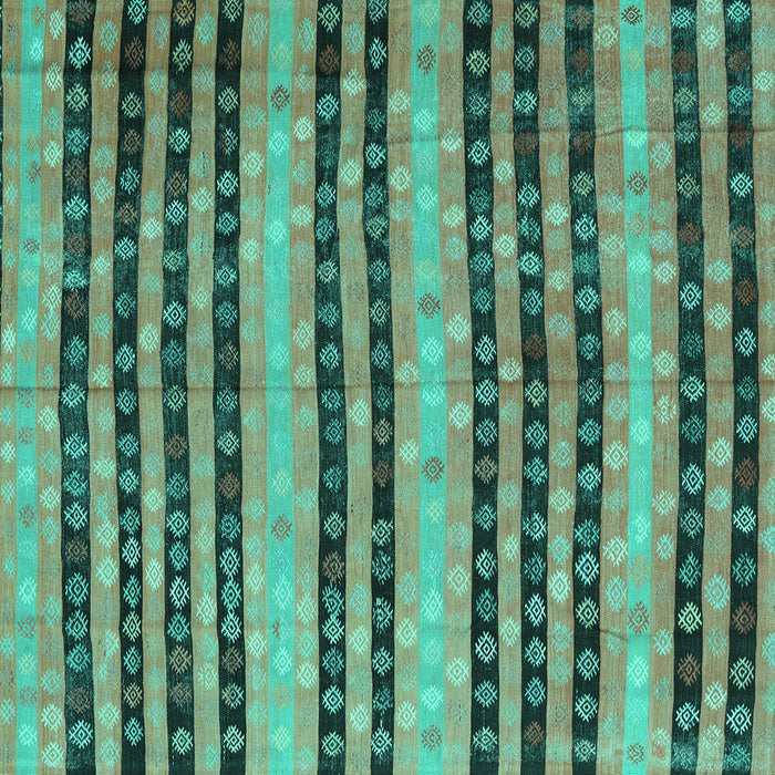 Square Machine Washable Oriental Turquoise Traditional Area Rugs, wshcon3018turq