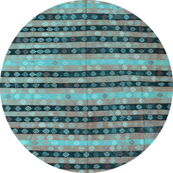 Round Oriental Light Blue Traditional Rug, con3018lblu
