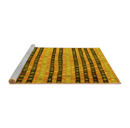 Sideview of Machine Washable Oriental Yellow Traditional Rug, wshcon3018yw