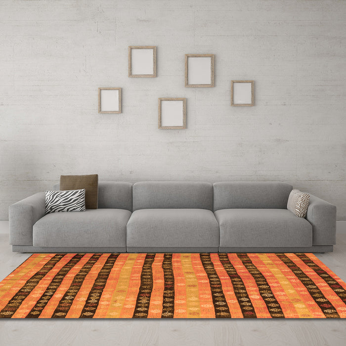 Machine Washable Oriental Orange Traditional Area Rugs in a Living Room, wshcon3018org