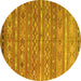 Round Machine Washable Oriental Yellow Traditional Rug, wshcon3019yw