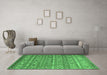 Machine Washable Oriental Emerald Green Traditional Area Rugs in a Living Room,, wshcon3019emgrn