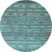 Round Oriental Light Blue Traditional Rug, con3019lblu