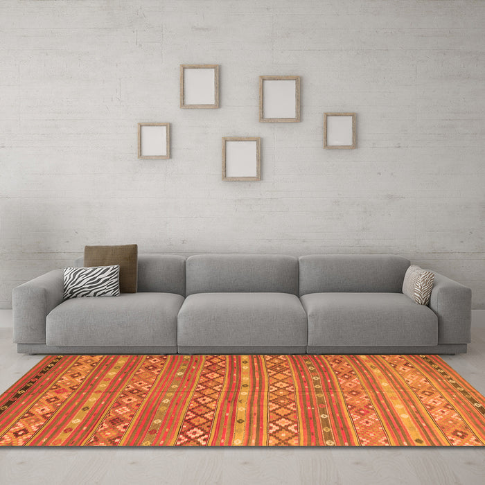 Machine Washable Oriental Orange Traditional Area Rugs in a Living Room, wshcon3019org