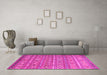 Machine Washable Oriental Pink Traditional Rug in a Living Room, wshcon3019pnk