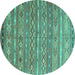 Round Oriental Turquoise Traditional Rug, con3019turq