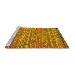Sideview of Machine Washable Oriental Yellow Traditional Rug, wshcon3019yw