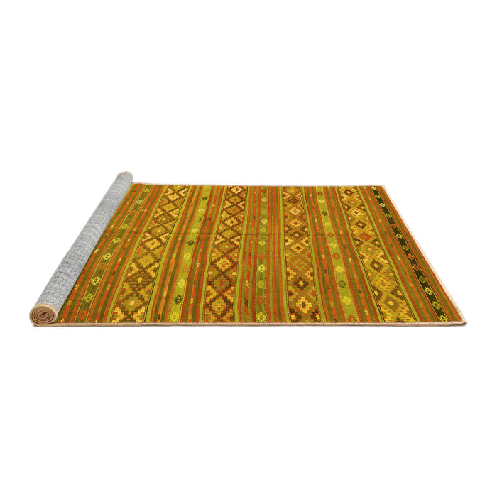 Sideview of Machine Washable Oriental Yellow Traditional Rug, wshcon3019yw
