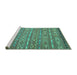 Sideview of Machine Washable Oriental Turquoise Traditional Area Rugs, wshcon3019turq