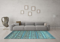 Machine Washable Oriental Light Blue Traditional Rug, wshcon3019lblu