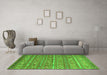 Machine Washable Oriental Green Traditional Area Rugs in a Living Room,, wshcon3019grn