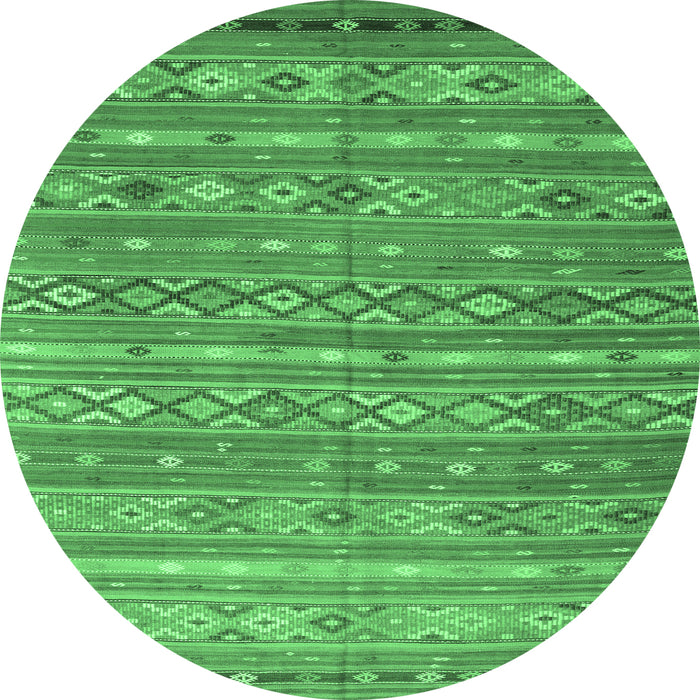 Round Oriental Emerald Green Traditional Rug, con3019emgrn