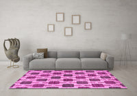 Machine Washable Abstract Pink Contemporary Rug, wshcon301pnk