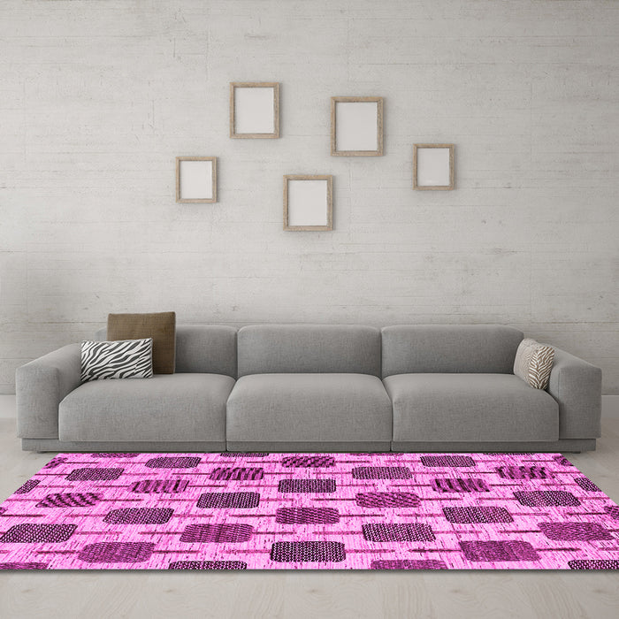 Machine Washable Abstract Pink Contemporary Rug in a Living Room, wshcon301pnk