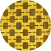 Round Abstract Yellow Contemporary Rug, con301yw