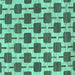 Square Abstract Turquoise Contemporary Rug, con301turq