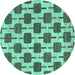 Round Machine Washable Abstract Turquoise Contemporary Area Rugs, wshcon301turq