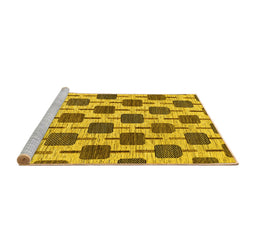 Sideview of Machine Washable Abstract Yellow Contemporary Rug, wshcon301yw