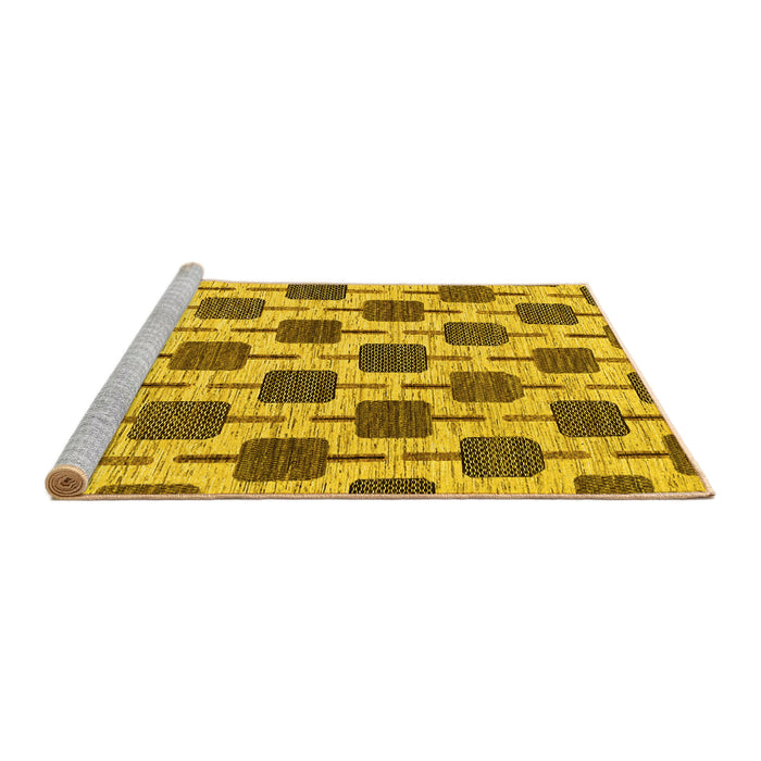 Sideview of Machine Washable Abstract Yellow Contemporary Rug, wshcon301yw