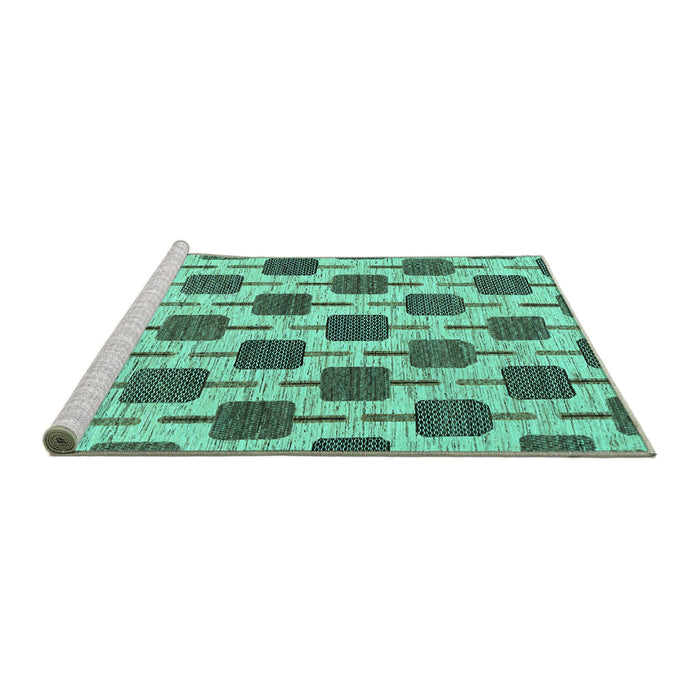 Sideview of Machine Washable Abstract Turquoise Contemporary Area Rugs, wshcon301turq