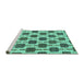 Sideview of Machine Washable Abstract Turquoise Contemporary Area Rugs, wshcon301turq