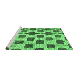 Sideview of Machine Washable Abstract Emerald Green Contemporary Area Rugs, wshcon301emgrn
