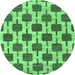 Round Machine Washable Abstract Emerald Green Contemporary Area Rugs, wshcon301emgrn