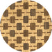 Round Abstract Brown Contemporary Rug, con301brn