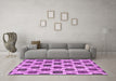 Machine Washable Abstract Purple Contemporary Area Rugs in a Living Room, wshcon301pur